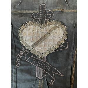 RARE John Galliano Distressed Jean Jacket W/ Beading And Embroidery 26/40